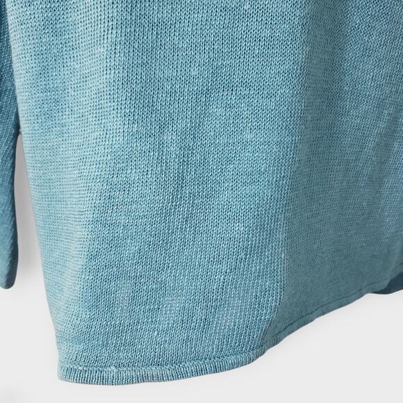 Eileen Fisher 100% Linen Raglan Sweater Turquoise Blue Small Pullover Casual - Picture 4 of 12